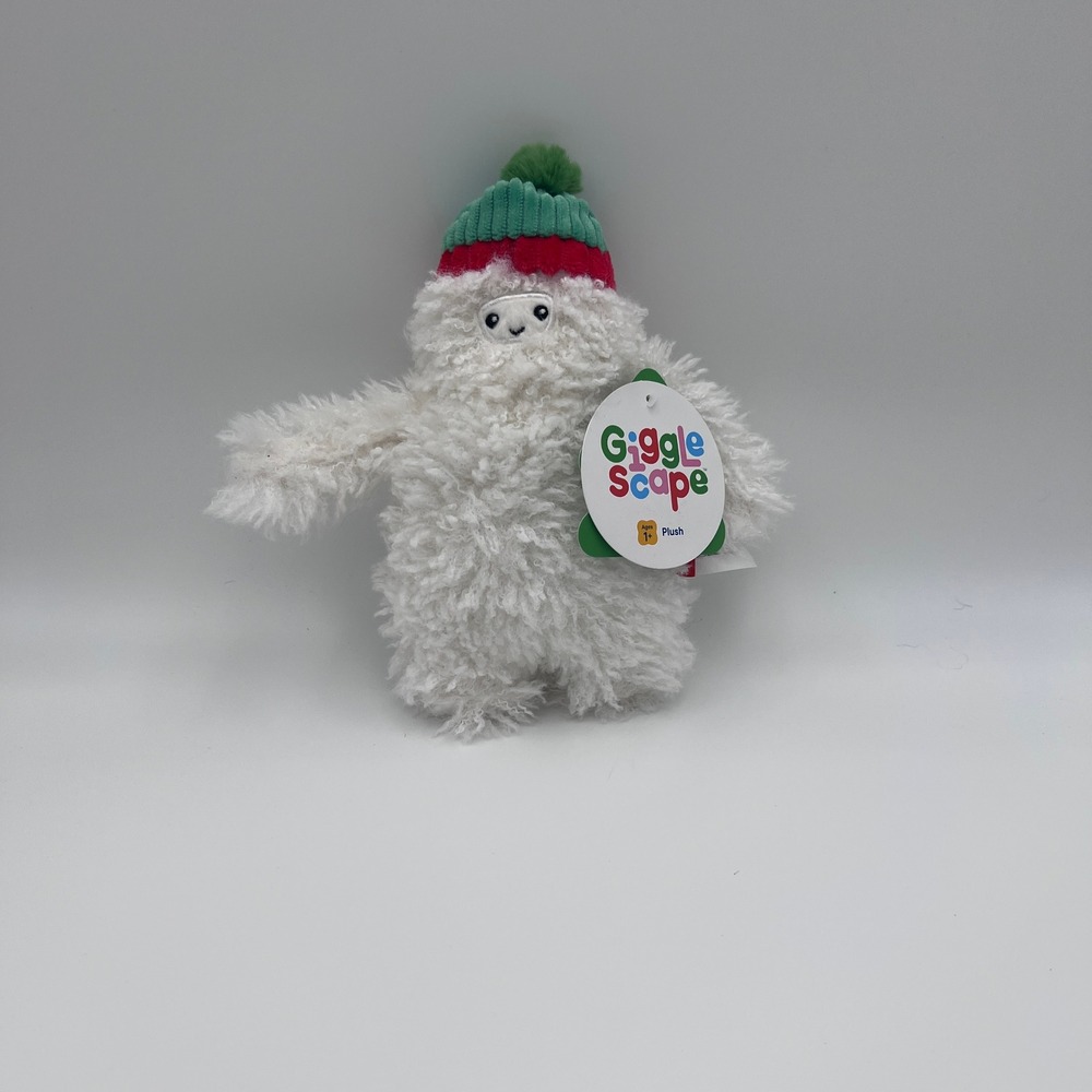 Giggle Scape Yeti Plush White Shaggy Monster Stuffed Animal with Beanie Hat NWT